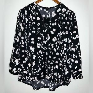 Fred David NEW Petal Floral Print Faux Wrap Top Blouse Sz XL